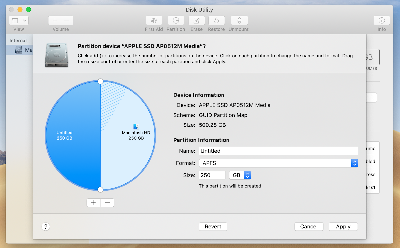 partition mac for new os install